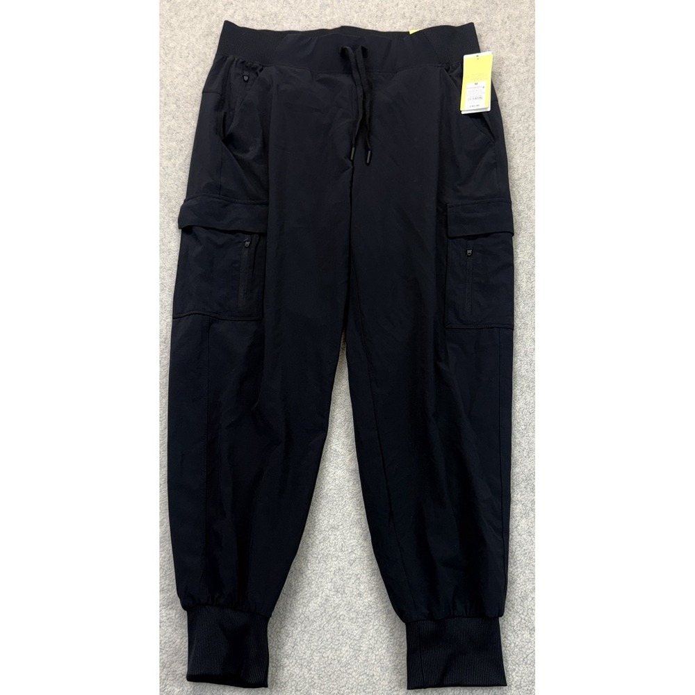 NWT All In Motion Womens Mid Rise Cargo Jogger Pants Black Outdoor Breathable M